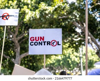 Los Angeles, CA - June 11, 2022: Gun Control Sign At March For Our Lives Rally