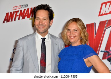 LOS ANGELES, CA - June 25, 2018: Paul Rudd & Julie Yaeger at the premiere for "Ant-Man and the Wasp" at the El Capitan Theatre
