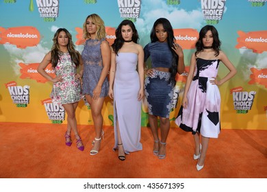 LOS ANGELES, CA - MARCH 12, 2016: Pop Group Fifth Harmony At The 2016 Kids' Choice Awards At The Forum, Los Angeles.
