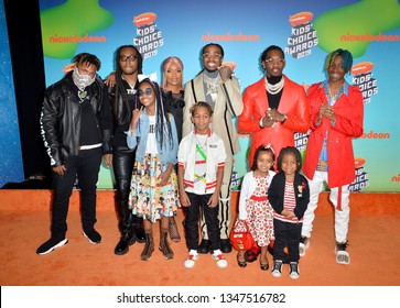 LOS ANGELES, CA. March 23, 2019: Migos, Takeoff, Quavo, Offset & Family At Nickelodeon's Kids' Choice Awards 2019 At USC's Galen Center.
Picture: Paul Smith/Featureflash