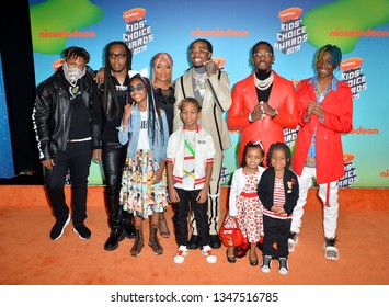 LOS ANGELES, CA. March 23, 2019: Migos, Takeoff, Quavo, Offset & Family At Nickelodeon's Kids' Choice Awards 2019 At USC's Galen Center.
Picture: Paul Smith/Featureflash