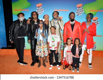 LOS ANGELES, CA. March 23, 2019: Migos, Takeoff, Quavo, Offset & Family At Nickelodeon's Kids' Choice Awards 2019 At USC's Galen Center.
Picture: Paul Smith/Featureflash