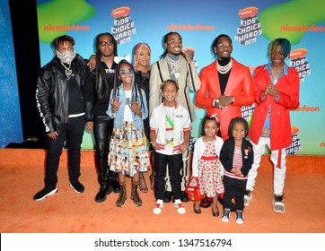 LOS ANGELES, CA. March 23, 2019: Migos, Takeoff, Quavo, Offset & Family At Nickelodeon's Kids' Choice Awards 2019 At USC's Galen Center.
Picture: Paul Smith/Featureflash