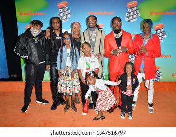 LOS ANGELES, CA. March 23, 2019: Migos, Takeoff, Quavo, Offset & Family At Nickelodeon's Kids' Choice Awards 2019 At USC's Galen Center.
Picture: Paul Smith/Featureflash