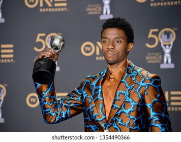LOS ANGELES, CA. March 30, 2019: Chadwick Boseman at the 50th NAACP Image Awards.Picture: Paul Smith/Featureflash