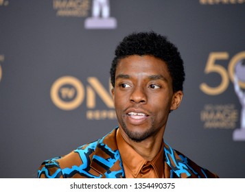 LOS ANGELES, CA. March 30, 2019: Chadwick Boseman At The 50th NAACP Image Awards.
Picture: Paul Smith/Featureflash