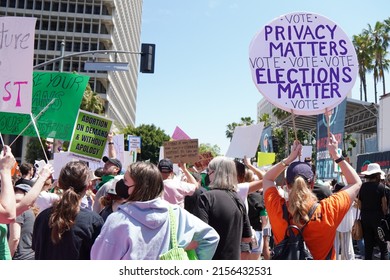 LOS ANGELES, CA - MAY 14: Protestors Gather Outside Los Angeles City Hall To Fight For Women's Rights To Reproductive Healthcare On Saturday, May 14, 2022 In Los Angeles, CA.