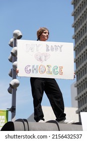 LOS ANGELES, CA - MAY 14: Protestors Gather Outside Los Angeles City Hall To Fight For Women's Rights To Reproductive Healthcare On Saturday, May 14, 2022 In Los Angeles, CA.