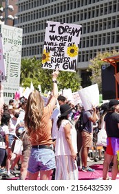 LOS ANGELES, CA - MAY 14: Protestors Gather Outside Los Angeles City Hall To Fight For Women's Rights To Reproductive Healthcare On Saturday, May 14, 2022 In Los Angeles, CA.