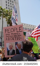 LOS ANGELES, CA - MAY 14: Protestors Gather Outside Los Angeles City Hall To Fight For Women's Rights To Reproductive Healthcare On Saturday, May 14, 2022 In Los Angeles, CA.