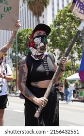 LOS ANGELES, CA - MAY 14: Protestors Gather Outside Los Angeles City Hall To Fight For Women's Rights To Reproductive Healthcare On Saturday, May 14, 2022 In Los Angeles, CA.