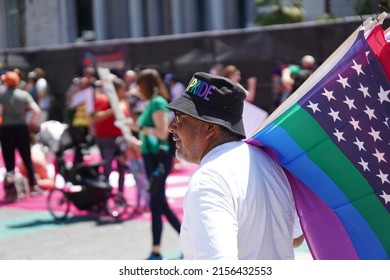 LOS ANGELES, CA - MAY 14: Protestors Gather Outside Los Angeles City Hall To Fight For Women's Rights To Reproductive Healthcare On Saturday, May 14, 2022 In Los Angeles, CA.