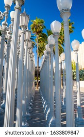 LOS ANGELES, CA - May 19: 'Urban Light' - a large-scale assemblage sculpture by Chris Burden at the Los Angeles County Museum of Art. The installation consists of 202 restored street lamps.