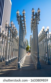 LOS ANGELES, CA - May 19: 'Urban Light' - a large-scale assemblage sculpture by Chris Burden at the Los Angeles County Museum of Art. The installation consists of 202 restored street lamps.