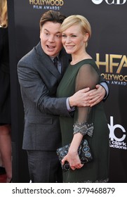 LOS ANGELES, CA - NOVEMBER 14, 2014: Mike Myers & Kelly Tisdale At The 2014 Hollywood Film Awards At The Hollywood Palladium.