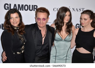 LOS ANGELES, CA. November 14, 2016: Singer Bono, of U2, & wife Ali Hewson & Eve Hewson & Jordan Hewson at the Glamour Magazine 2016 Women of the Year Awards at NeueHouse, Hollywood.