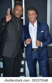 LOS ANGELES, CA - NOVEMBER 19, 2015: Actors Sylvester Stallone & Carl Weathers At The Premiere Of 