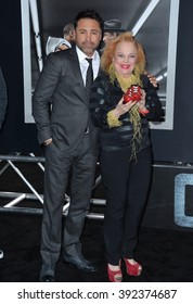 LOS ANGELES, CA - NOVEMBER 19, 2015: Boxer Oscar De La Hoya & Singer/songwriter Carol Connors At The Premiere Of 