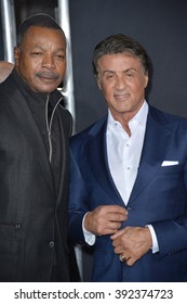 LOS ANGELES, CA - NOVEMBER 19, 2015: Actors Sylvester Stallone & Carl Weathers At The Premiere Of 