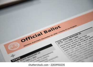 Los Angeles, CA - November 3 2020: California General Election Ballot 