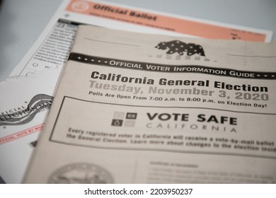 Los Angeles, CA - November 3 2020: California General Election Ballot 