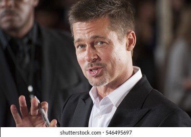 LOS ANGELES, CA. November 9, 2016: Actor Brad Pitt at a special fan screening for "Allied" at the Regency Village Theatre, Westwood.