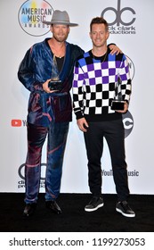 LOS ANGELES, CA. October 09, 2018: Florida Georgia Line, Tyler Hubbard & Brian Kelley At The 2018 American Music Awards At The Microsoft Theatre LA Live.
