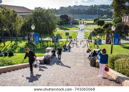 Los Angeles, CA: October 20, 2017: Janss Steps on the UCLA campus. UCLA is a public university in the Los Angeles area.