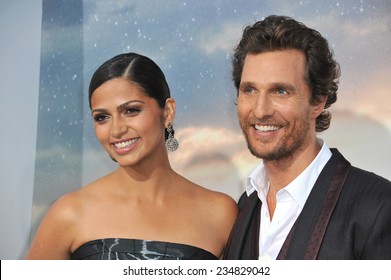 LOS ANGELES, CA - OCTOBER 26, 2014: Matthew McConaughey & wife Camila Alves McConaughey at the Los Angeles premiere of his movie Interstellar at the TCL Chinese Theatre, Hollywood. 