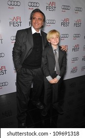 LOS ANGELES, CA - OCTOBER 31, 2009: Director Joe Dante (left) & Actor Nathan Gamble At The Premiere Of Their New Movie 