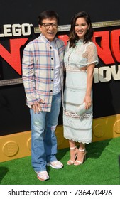 LOS ANGELES, CA - September 16, 2017: Jackie Chan & Olivia Munn at the premiere for "The Lego Ninjago Movie" at the Regency Village Theatre, Westwood