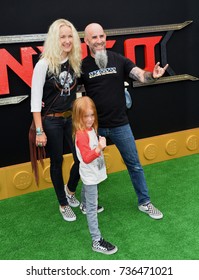 LOS ANGELES, CA - September 16, 2017: Scott Ian, Pearl Aday & Revel Young Ian at the premiere for "The Lego Ninjago Movie" at the Regency Village Theatre, Westwood