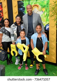 LOS ANGELES, CA - September 16, 2017: Caron Butler, Andrea Pink & Family at the premiere for "The Lego Ninjago Movie" at the Regency Village Theatre, Westwood