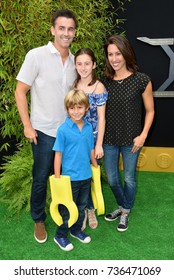 LOS ANGELES, CA - September 16, 2017: Janet Evans, Bill Willson & Family at the premiere for "The Lego Ninjago Movie" at the Regency Village Theatre, Westwood
