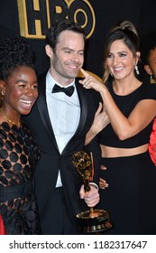 LOS ANGELES, CA. September 17, 2018: Kirby Howell-Baptiste, Bill Hader & D'Arcy Carden at The HBO Emmy Party at the Pacific Design Centre.Picture: Paul Smith/Featureflash