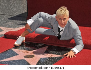LOS ANGELES, CA - SEPTEMBER 4, 2012: Ellen DeGeneres on Hollywood Blvd where she was honored with the 2,477th star on the Hollywood Walk of Fame.