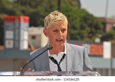 LOS ANGELES, CA - SEPTEMBER 4, 2012: Ellen DeGeneres on Hollywood Blvd where she was honored with the 2,477th star on the Hollywood Walk of Fame.