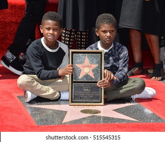 LOS ANGELES, CA. September 7, 2016: Usher's Sons Naviyd Ely Raymond & Usher Raymond V At Usher's Hollywood Walk Of Fame Star Ceremony.