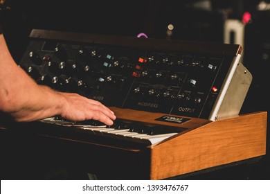 Los Angeles, CA / United States, CA -5.5.19: Vintage Moog Synth Backstage At Concert 