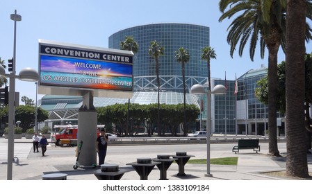 Los Angeles, CA / USA - April 28, 2019: Welcome Sign At The Los Angeles Convention Center In Downtown LA