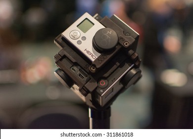 Los Angeles, CA - USA - August 29, 2015: 360-Degree Virtual Reality Camera System During VRLA Expo, Virtual Reality Exposition, Event At The Los Angeles Convention Center In Los Angeles.