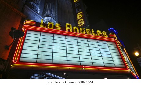 LOS ANGELES, CA, USA - December 29, 2015: The now defunct Los Angeles Theater. Downtown Los Angeles is the central business district and enjoyed it's heyday in the early 1920s.