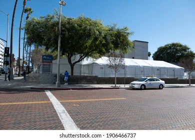 Los Angeles, CA USA - January 30, 2021: Tents Outside Kaiser Hospital For Coronavirus Patients