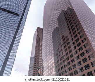 Los Angeles, CA, USA - January 31, 2022: Exterior Of Wells Fargo Center Towers In Downtown Los Angeles, CA.