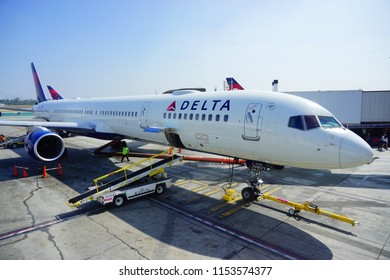 Los Angeles, CA /USA - June 09 2018: Delta Airplane Maintenance