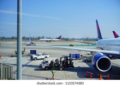 Los Angeles, CA /USA - June 09 2018: Delta Airplane Maintenance