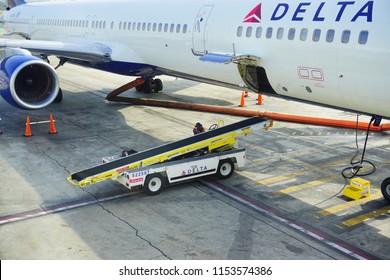 Los Angeles, CA /USA - June 09 2018: Delta Airplane Maintenance