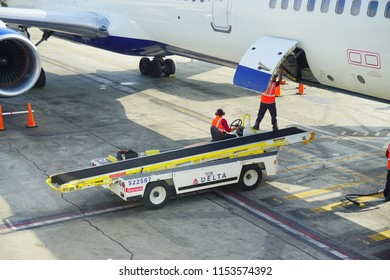 Los Angeles, CA /USA - June 09 2018: Delta Airplane Maintenance