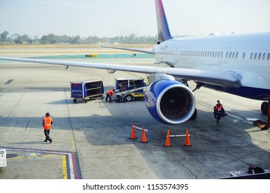 Los Angeles, CA /USA - June 09 2018: Delta Airplane Maintenance