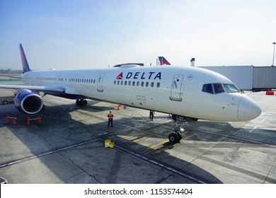 Los Angeles, CA /USA - June 09 2018: Delta Airplane Maintenance